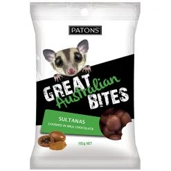 Sweetas954 Aussie Made Patons Great Australian Bites Milk Chocolate Sultanas